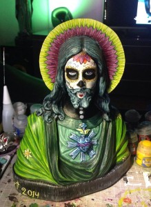 Psychedelische Kunst Muertify Jesus-Ikone Zuckerschädel