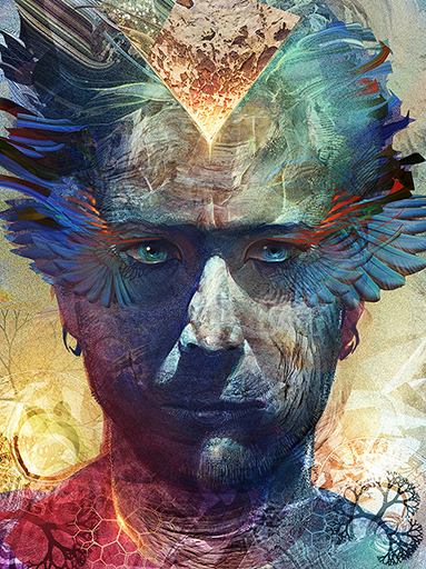 Android Jones Live-Painting-Performance, psychedelische Kunst auf dem Festival