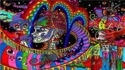 Psychedelische visuelle Erfahrung als Sinnbild für einen klassischen Magic-Mushroom-Trip