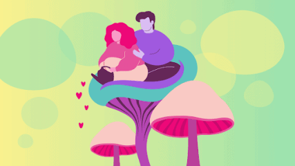 Psychedelika und Beziehung: Illustration einer Paartherapie-Sitzung