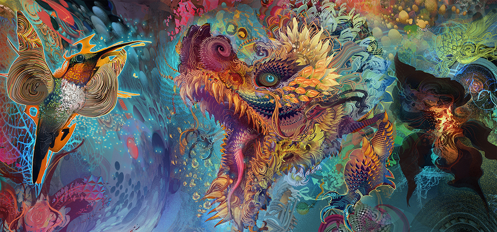 Android Jones art psychédélique œuvre numérique visionnaire détaillée