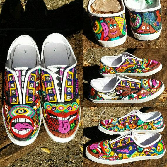 hand painted psychedelic shoes